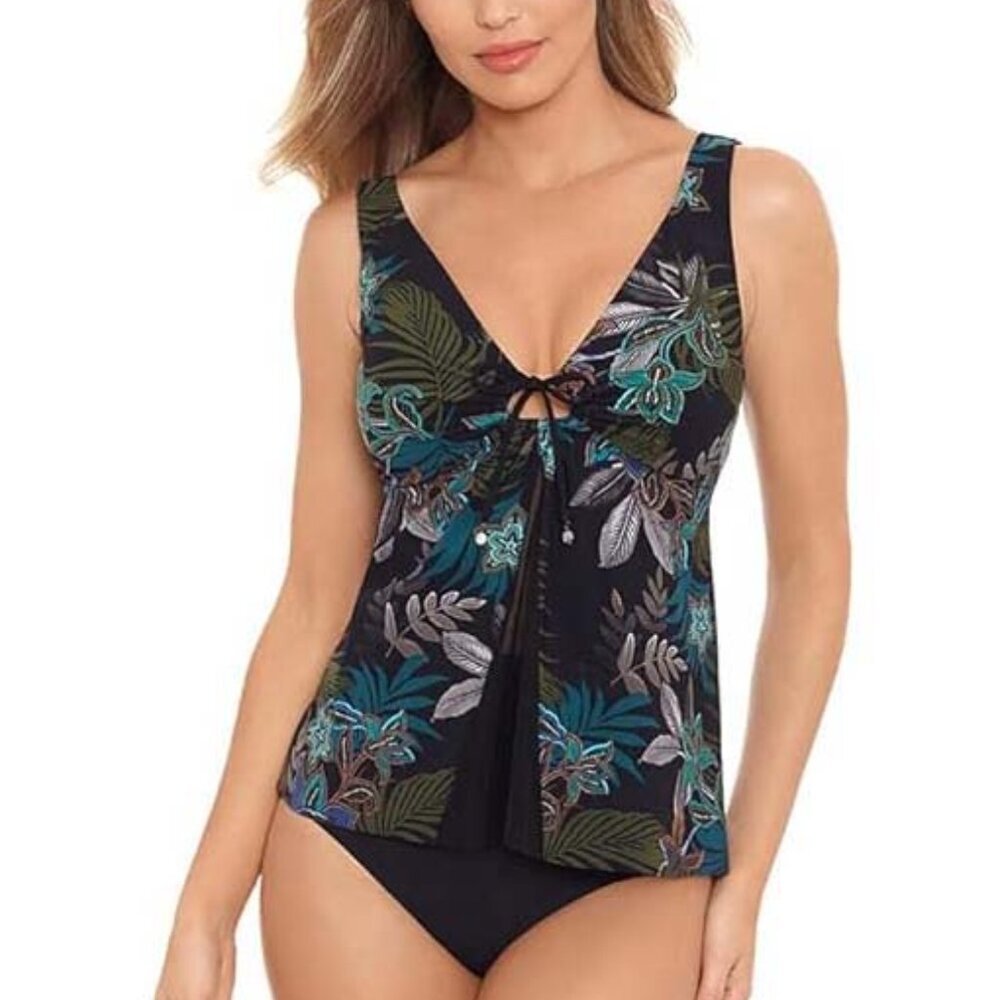 NWT Amoressa by Miraclesuit Allana Shadow Soft Cup Tankini Top 10